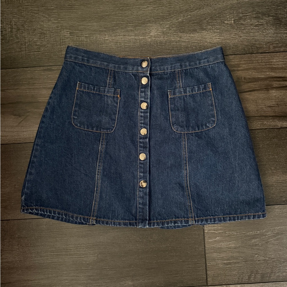 BDG Dark Blue Denim A-Line Mini Skirt Casual